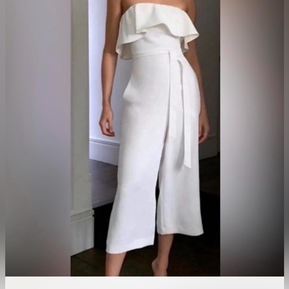 Babaton Off-White Strapless Jumpsuit